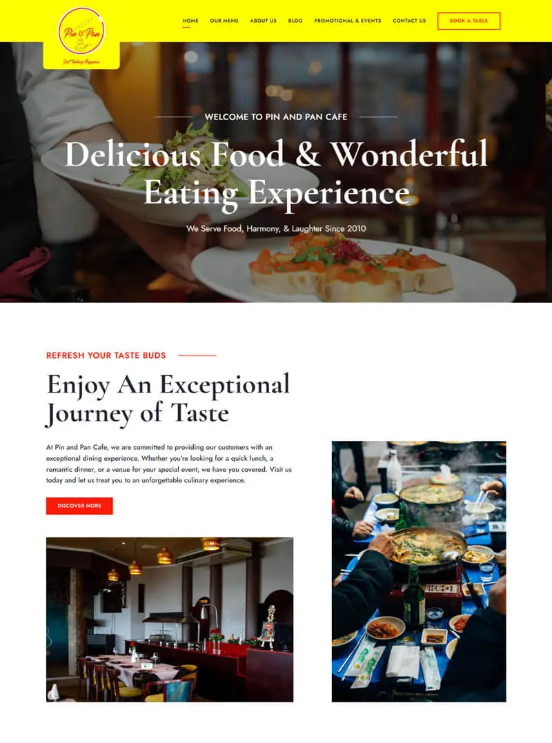 Cafe & Restaurants Website